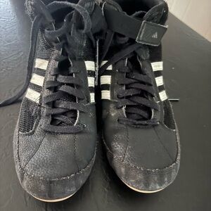 Adidas Black and White High-Top Athletic Shoes